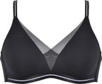 Voorzijde soft bh met mesh detail in de kleur zwart van het merk Naturana