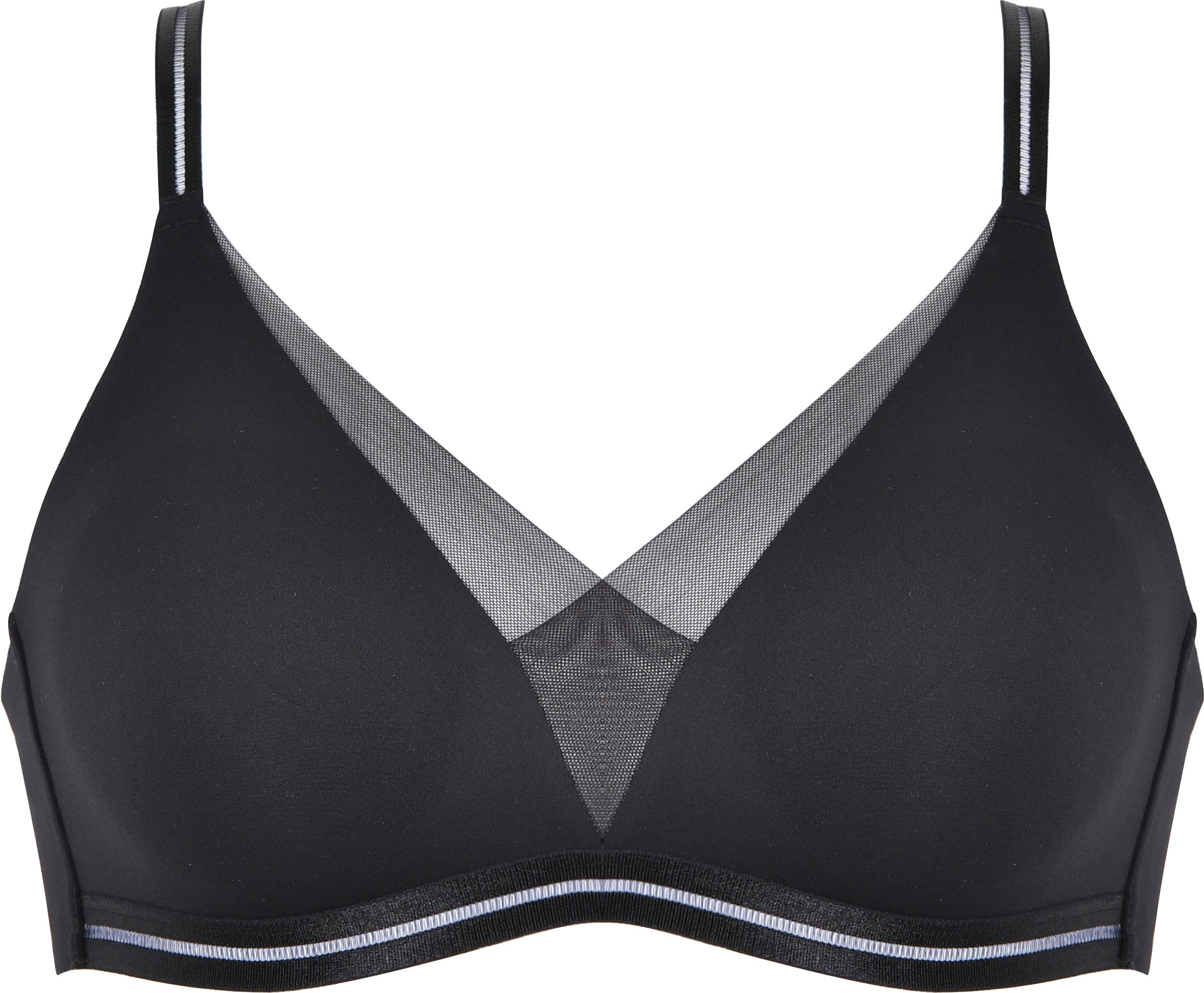 Voorzijde soft bh met mesh detail in de kleur zwart van het merk Naturana