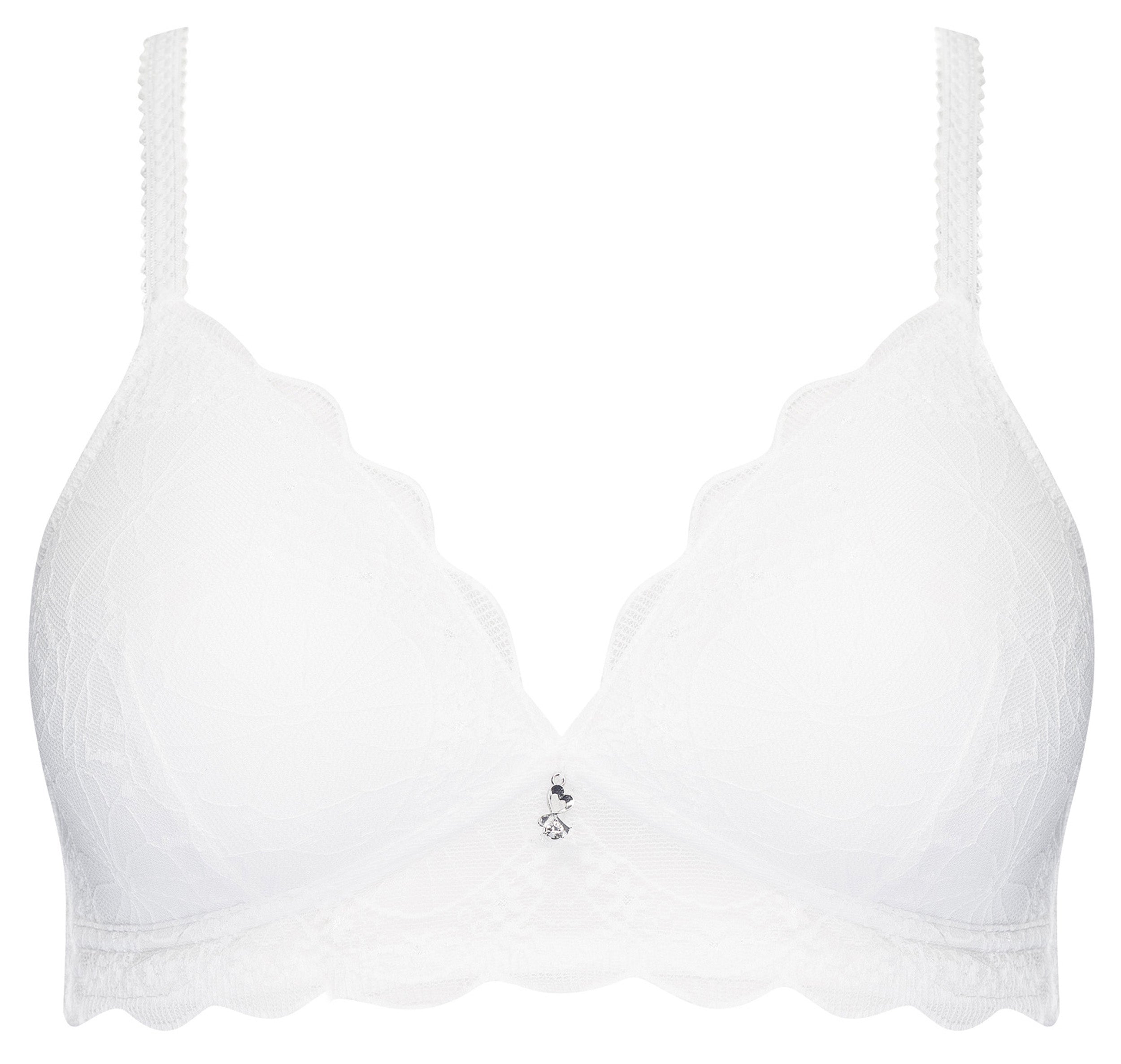 Voorzijde soft bh met kant in de kleur wit van het merk Naturana