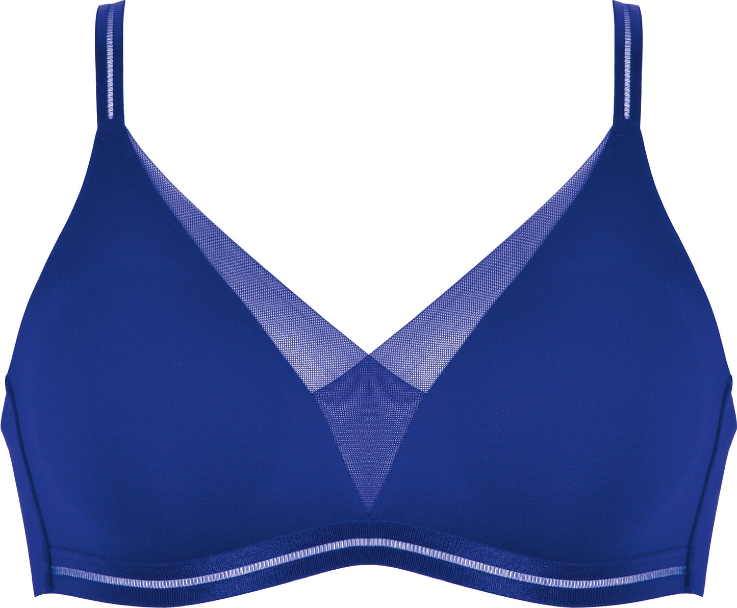 Voorzijde productafbeelding soft bh met mesh detail in de kleur indigo van het merk Naturana