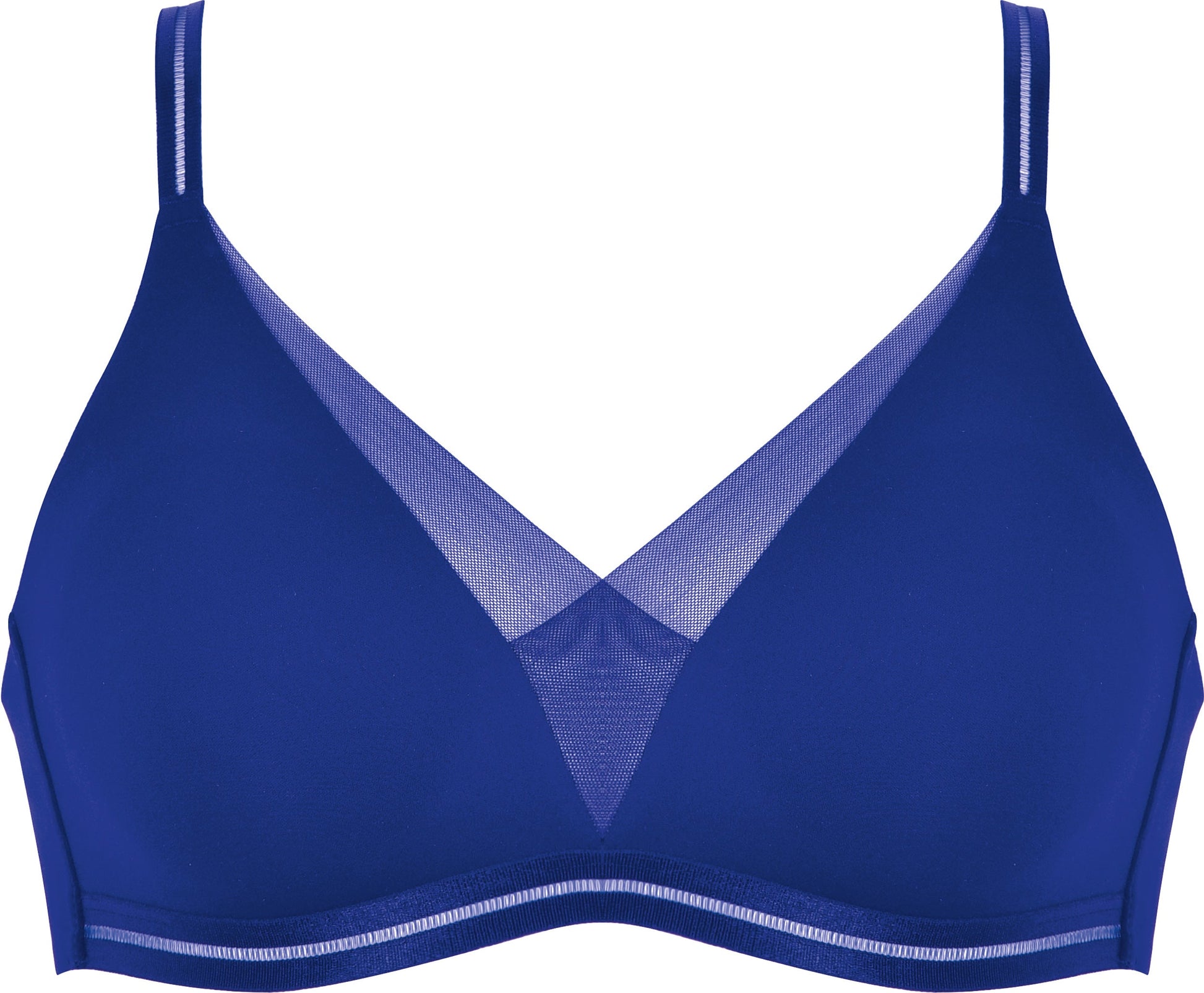 Voorzijde productafbeelding soft bh met mesh detail in de kleur indigo van het merk Naturana