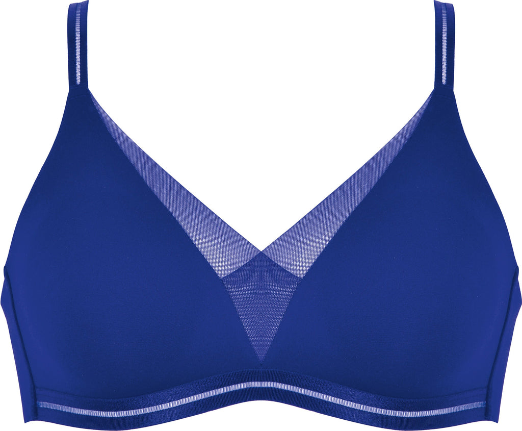 Voorzijde soft bh met mesh detail in de kleur indigo van het merk Naturana