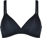 Voorzijde soft bh met mesh bandjes in de kleur zwart van het merk Naturana