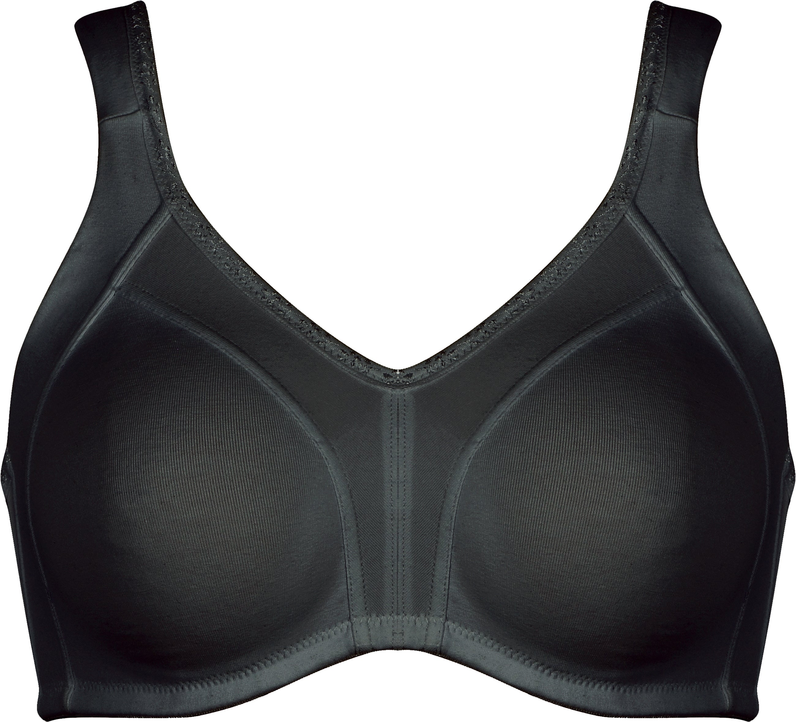 Voorzijde productafbeelding katoenen minimizer bh met side smoother in de kleur zwart van het merk Naturana