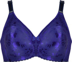 Voorzijde productafbeelding minimizer bh met bloemenpatroon in de kleur galaxy violet van het merk Naturana