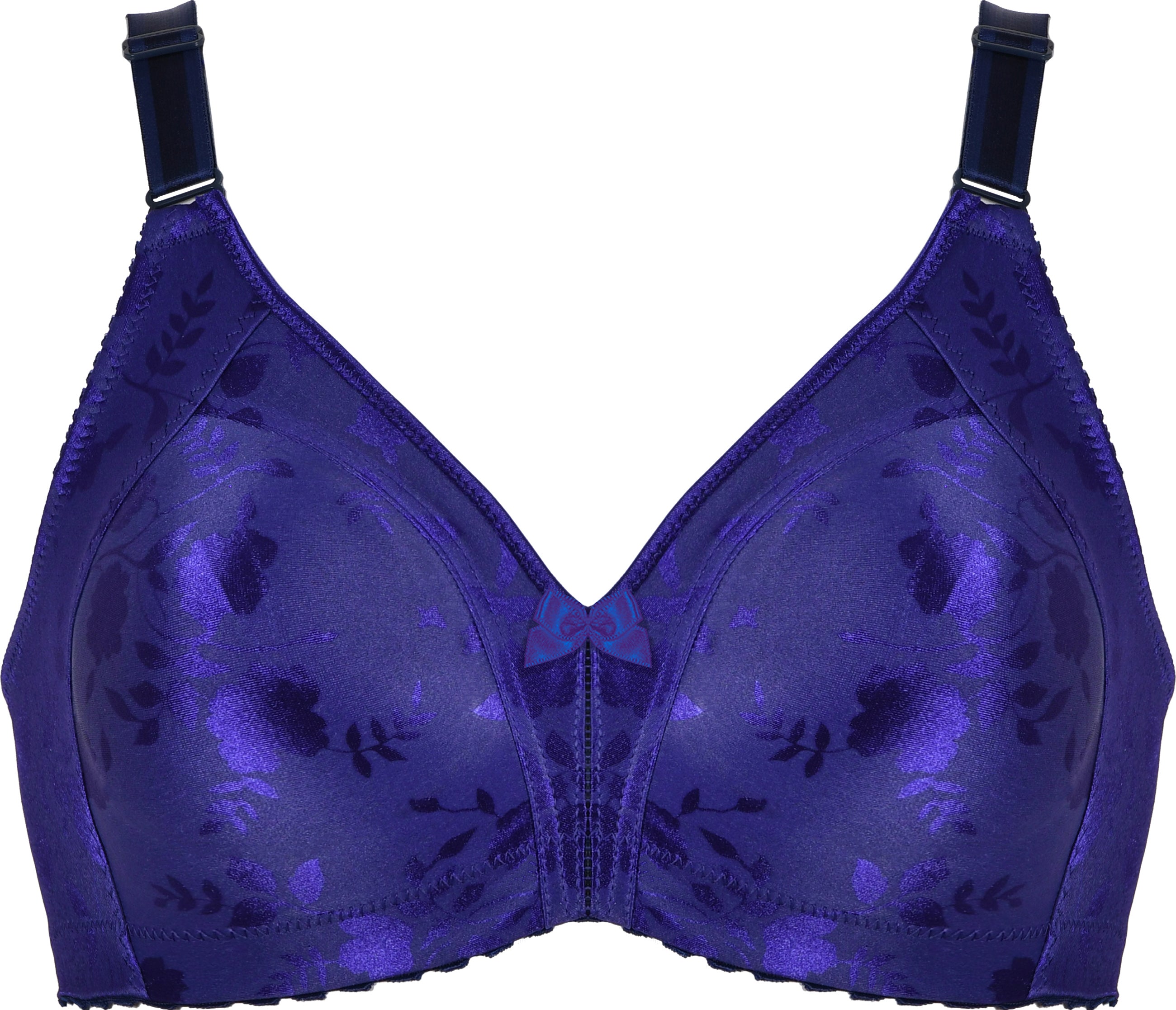 Voorzijde productafbeelding minimizer bh met bloemenpatroon in de kleur galaxy violet van het merk Naturana