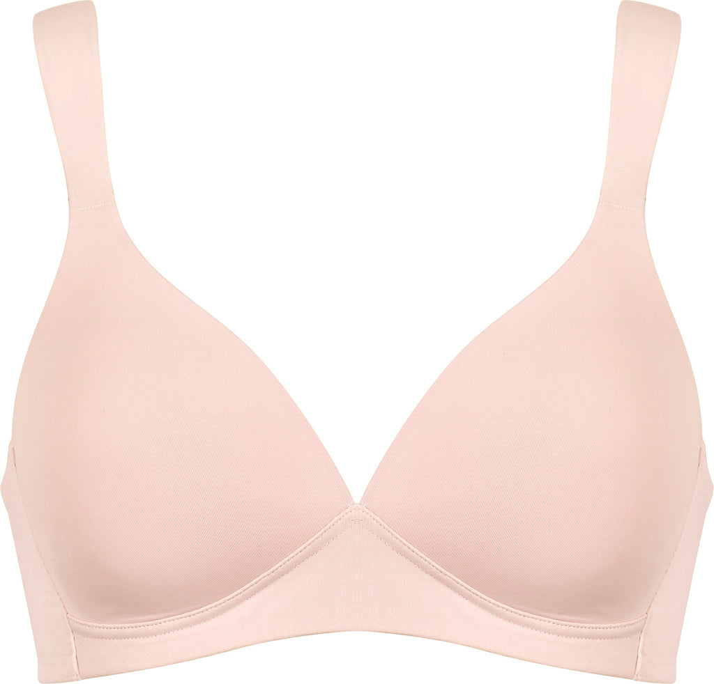 Voorzijde productafbeelding soft bh met brede bandjes in de kleur blush van het merk Naturana
