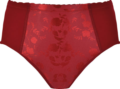 Voorzijde productafbeelding minimizer slip met bloemenpatroon in de kleur deep claret van het merk Naturana