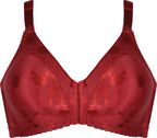 Voorzijde productafbeelding minimizer bh met bloemenpatroon in de kleur Deep Claret van het merk Naturana