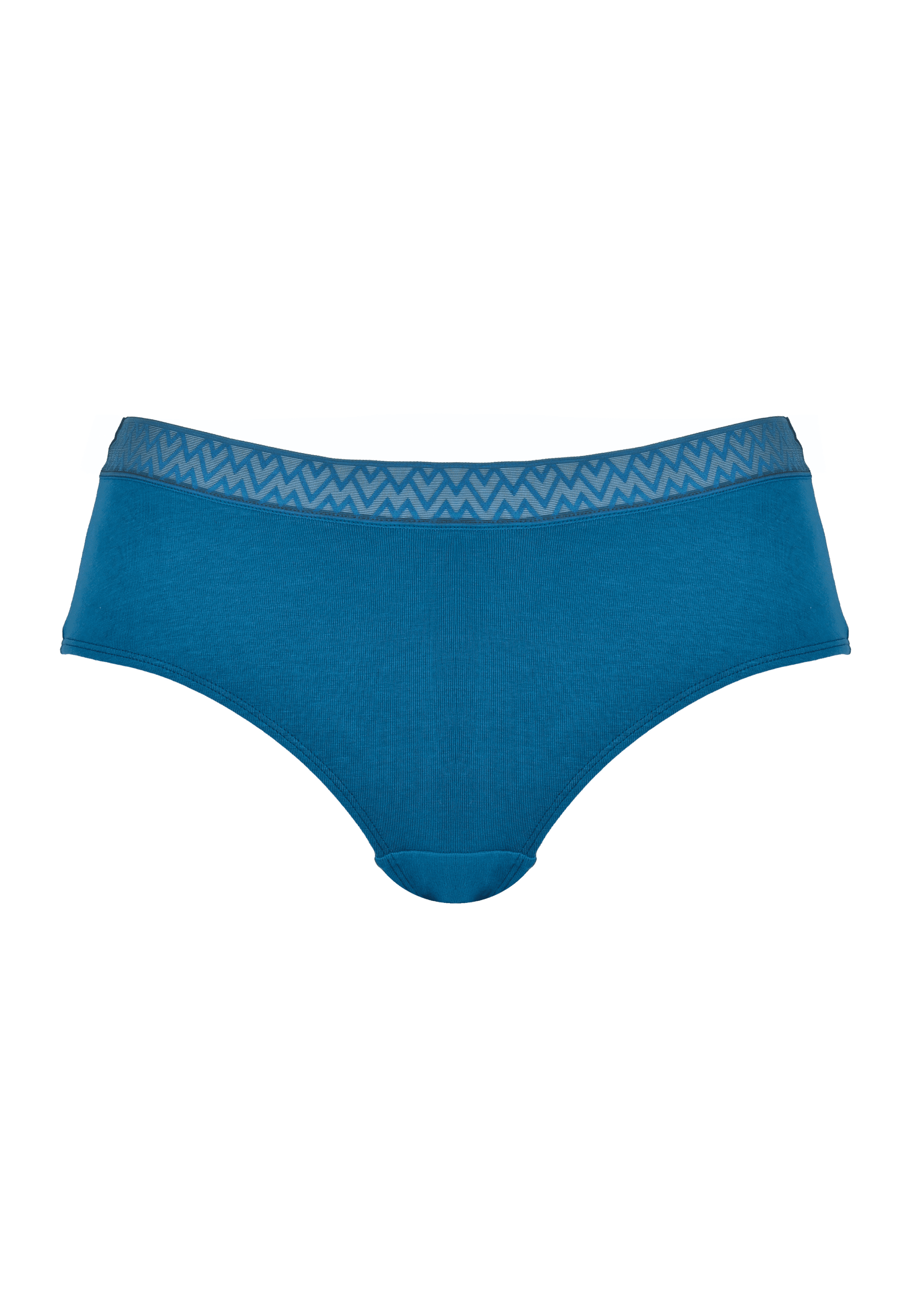 Voorzijde productafbeelding katoenen slip met kanten rand in de kleur Mykonos Blue van het merk Naturana