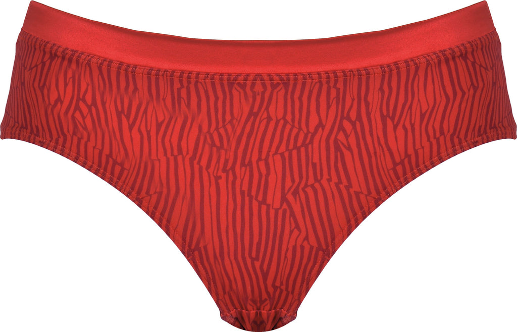Voorzijde slip met glansband in de kleur negroni print van het merk Naturana