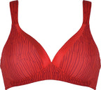 Voorzijde soft bh met glansband in de kleur negroni print van het merk Naturana