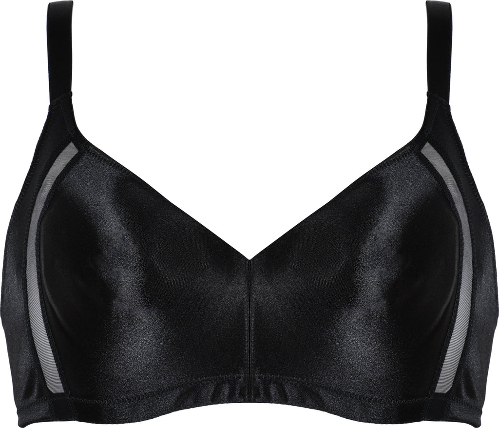 Voorzijde productafbeelding minimizer bh met mesh detail in de kleur zwart van het merk Naturana