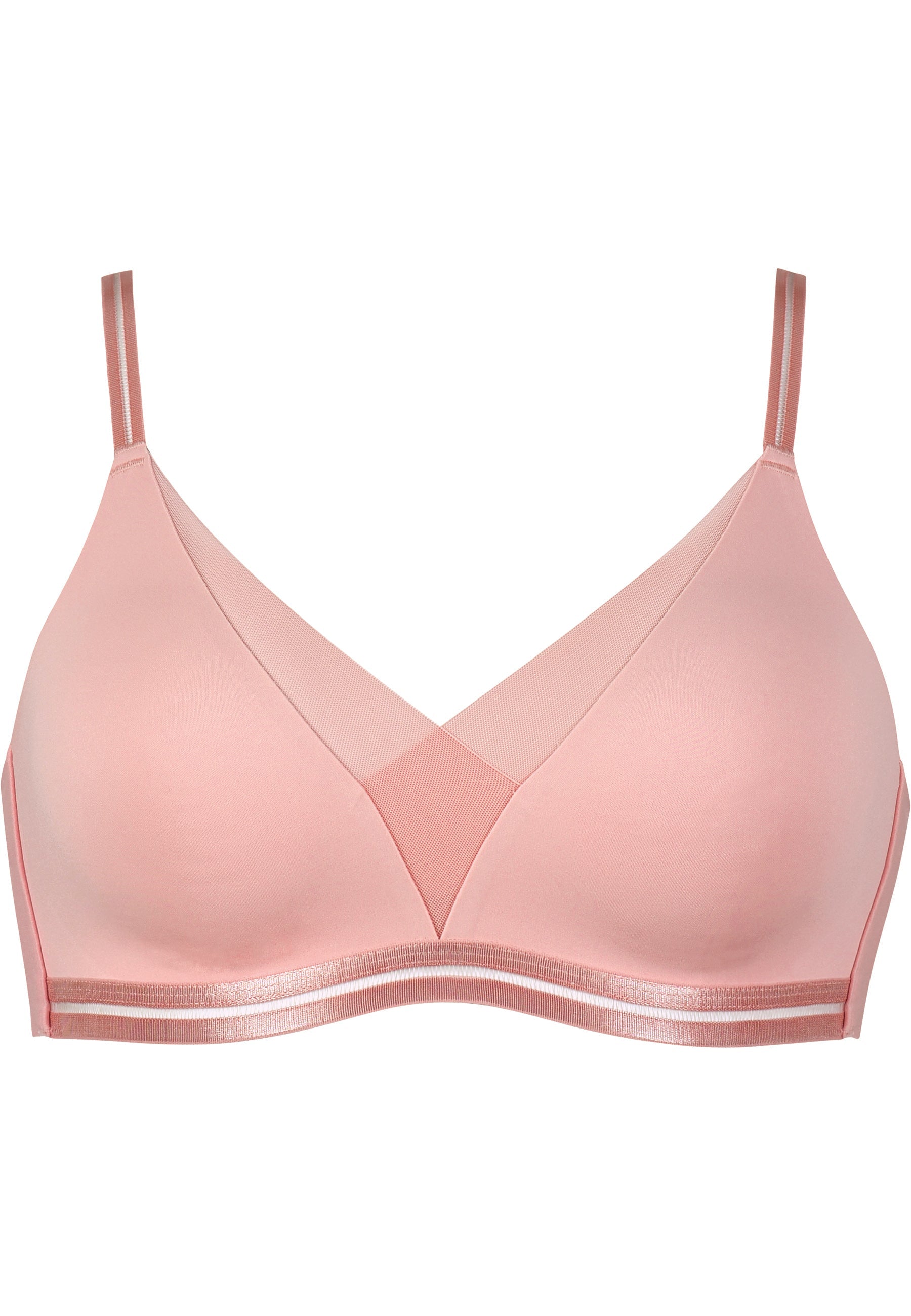 Voorzijde productafbeelding soft bh met mesh detail in de kleur pink rose van het merk Naturana