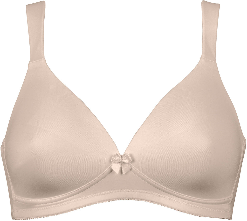 Voorzijde soft bh met brede bandjes in de kleur beige van het merk Naturana
