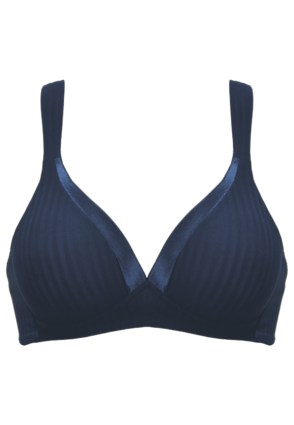 Voorzijde soft bh met strepen in de kleur navy van het merk Naturana