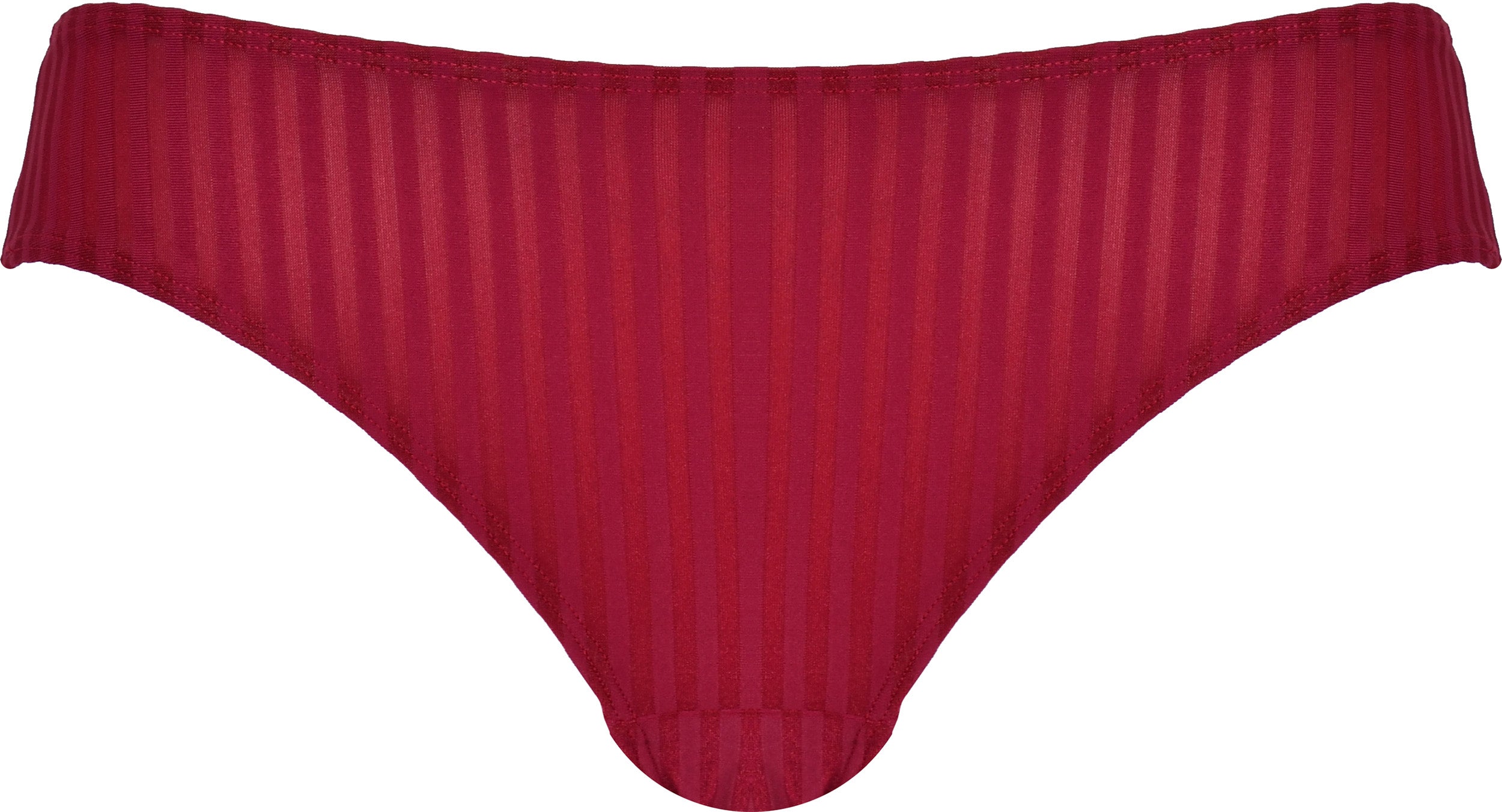 Voorzijde slip met strepen in de kleur burgundy van het merk Naturana
