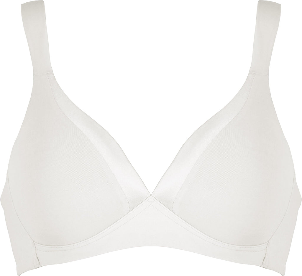 Voorzijde soft bh met glansband in de kleur ecru van het merk Naturana