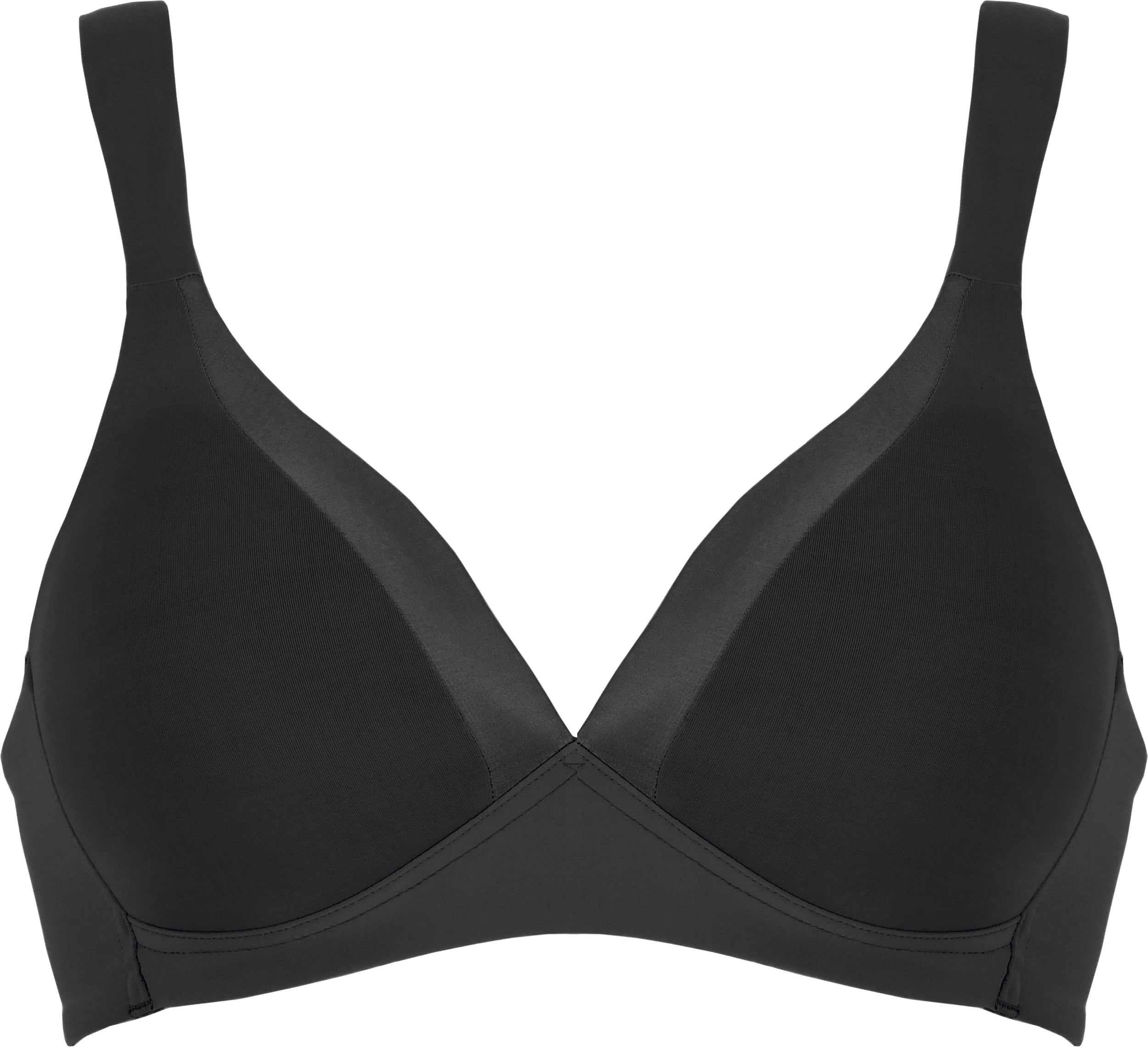 Voorzijde soft bh met glansband in de kleur zwart van het merk Naturana