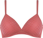 Voorzijde soft bh met pied de poule patroon in de kleur sunkissed van het merk Naturana