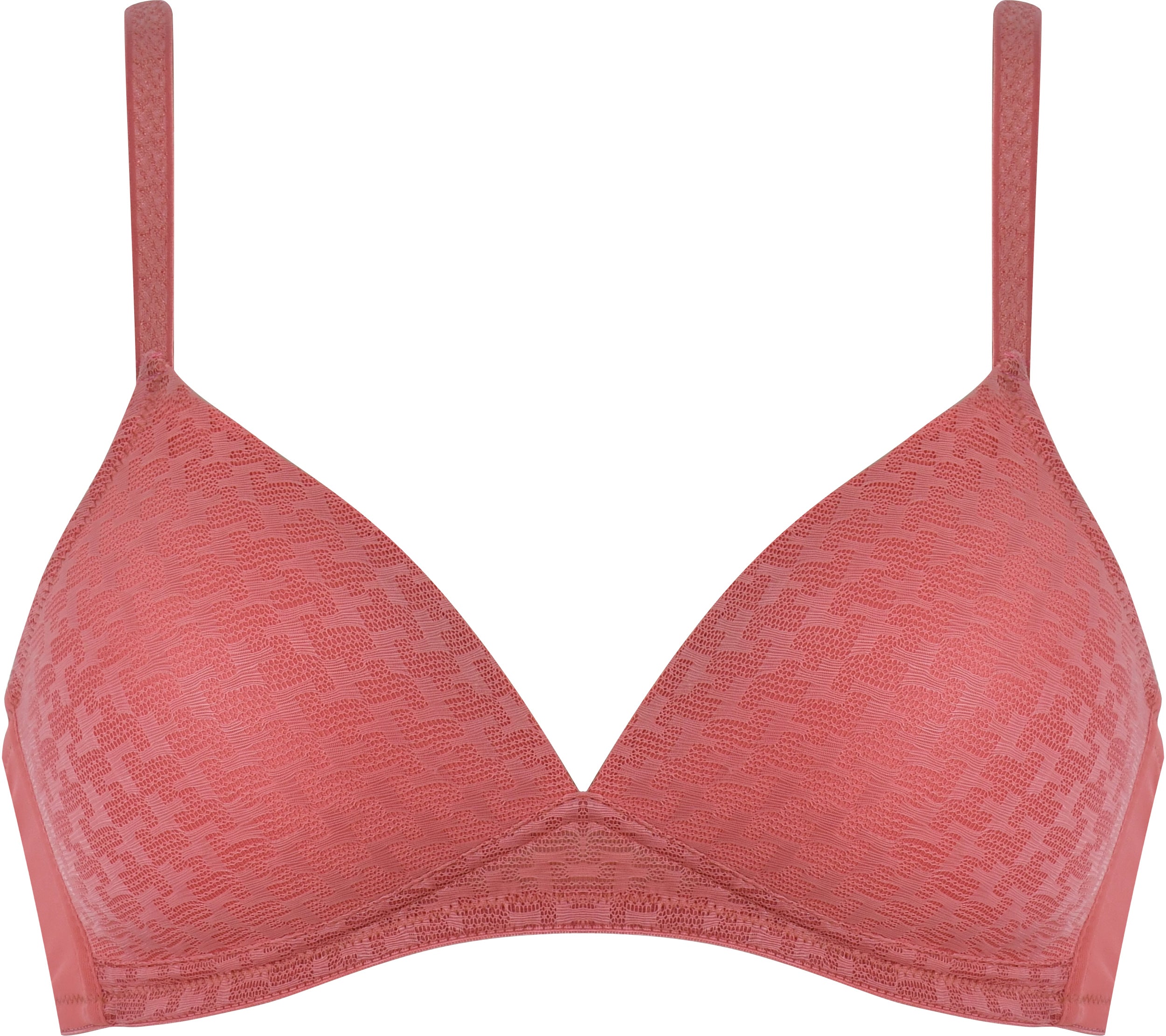 Voorzijde soft bh met pied de poule patroon in de kleur sunkissed van het merk Naturana