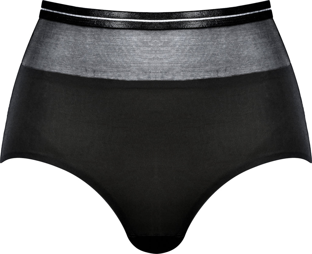 Voorzijde productafbeelding hoge slip met mesh detail in de kleur zwart van het merk Naturana