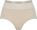 Voorzijde productafbeelding hoge slip met mesh detail in de kleur beige van het merk Naturana