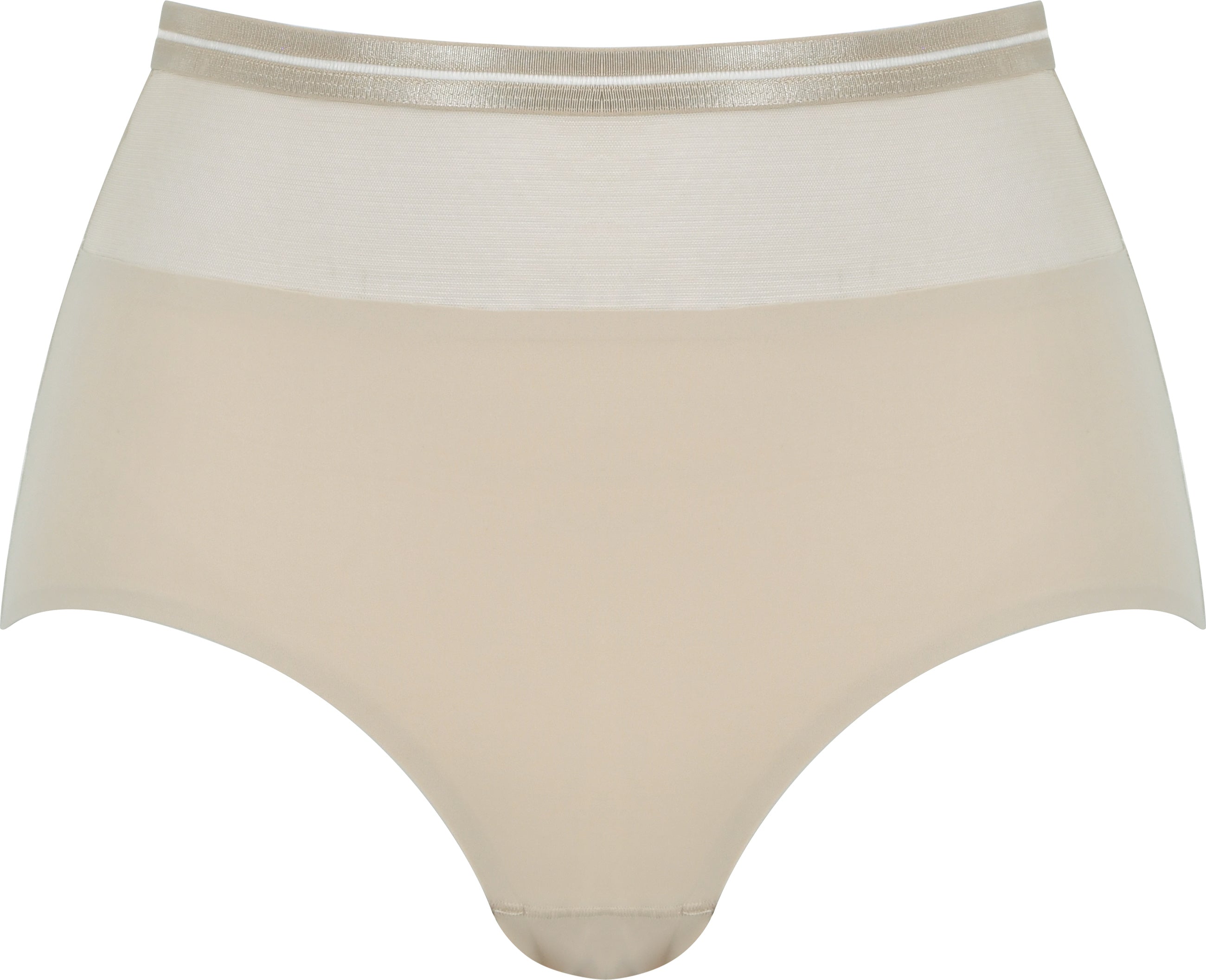 Voorzijde productafbeelding hoge slip met mesh detail in de kleur beige van het merk Naturana
