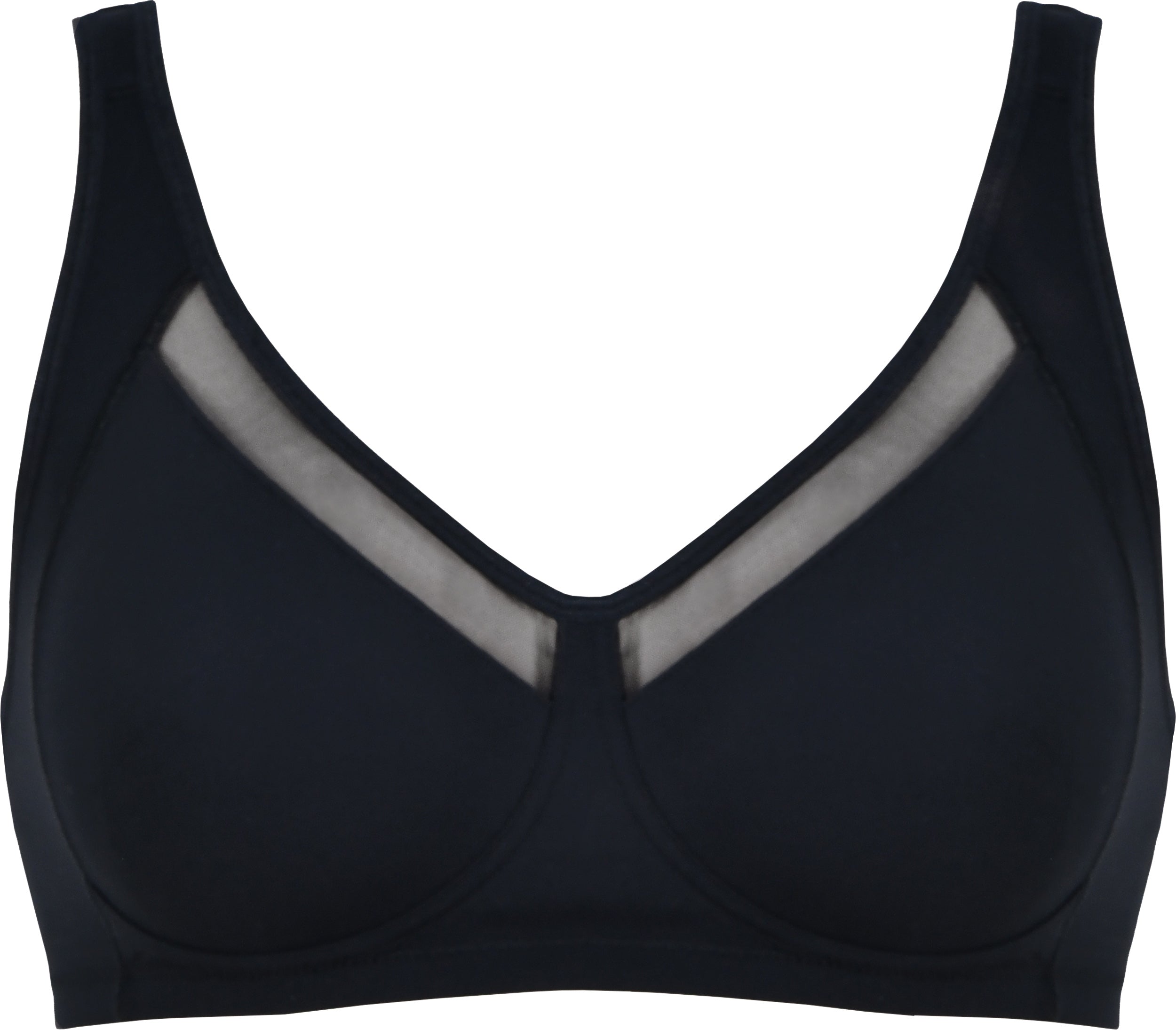Voorzijde soft bh met mesh rand in de kleur zwart van het merk Naturana