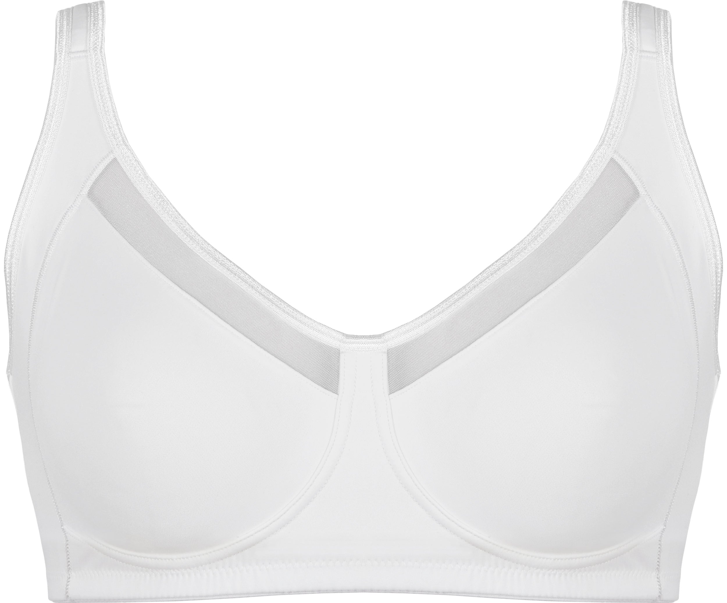 Voorzijde soft bh met mesh rand in de kleur wit van het merk Naturana