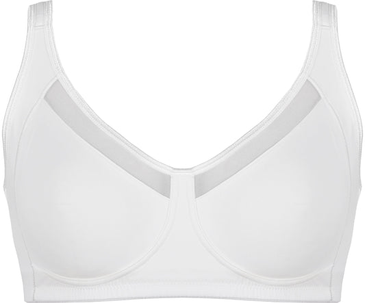 Voorzijde soft bh met mesh rand in de kleur wit van het merk Naturana