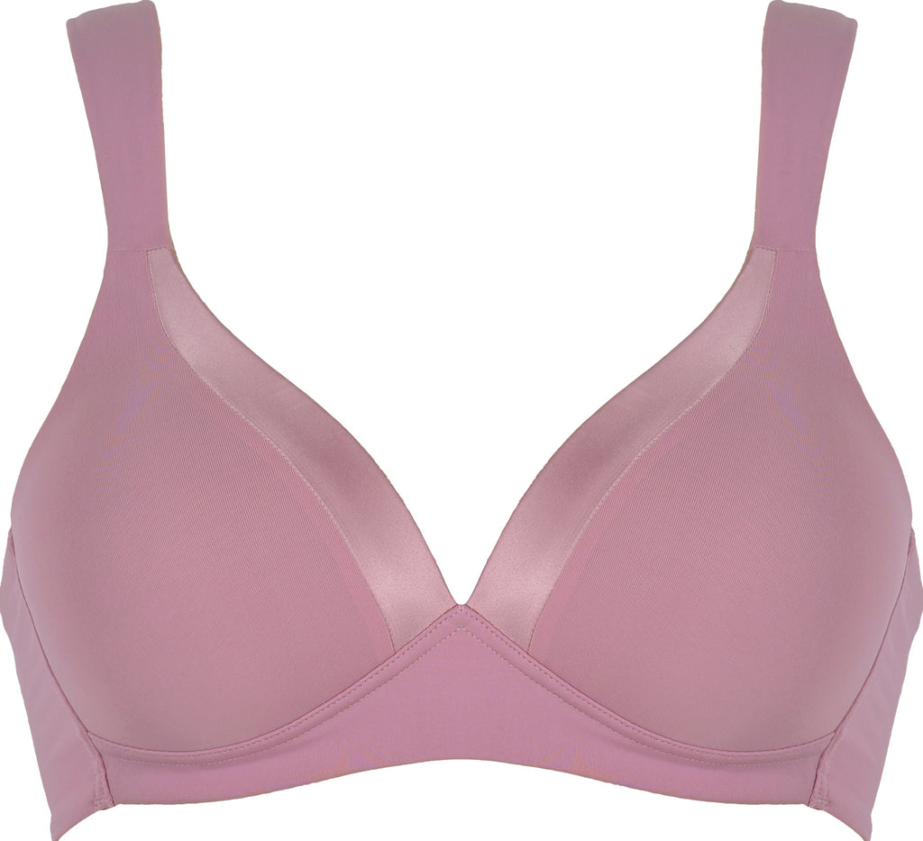 Voorzijde soft bh met glansband in de kleur smoked orchid van het merk Naturana