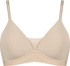 Voorzijde voorgevormde soft bh met mesh detail in de kleur beige van het merk Naturana