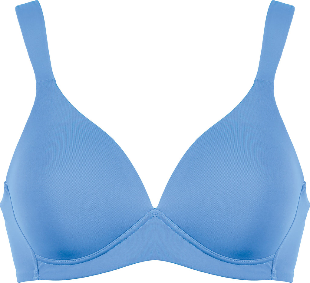 Voorzijde soft bh met brede bandjes in de kleur marina blue van het merk Naturana