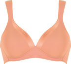 Voorzijde soft bh met glansband in de kleur peach pink van het merk Naturana