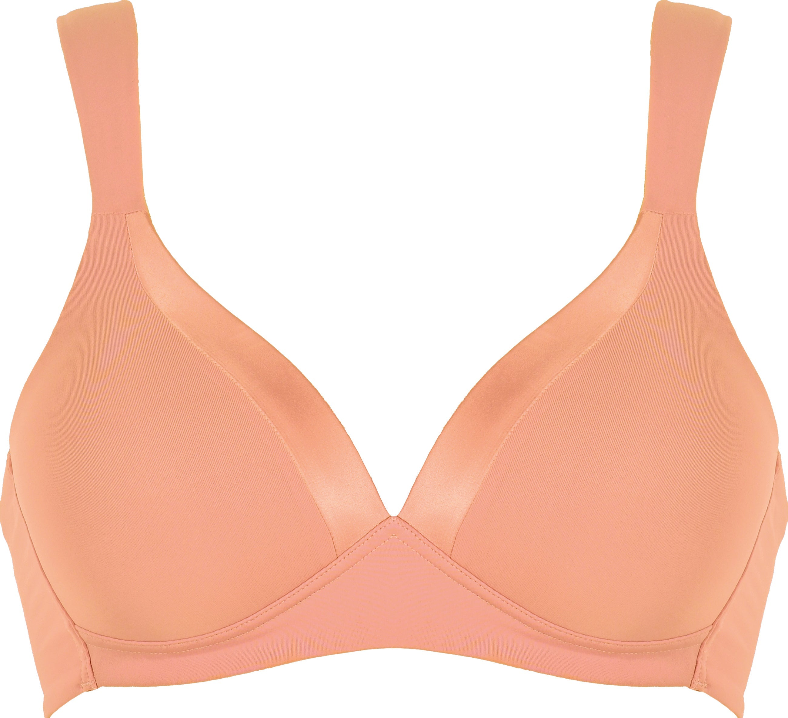 Voorzijde soft bh met glansband in de kleur peach pink van het merk Naturana