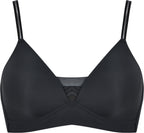 Voorzijde voorgevormde soft bh met mesh detail in de kleur zwart van het merk Naturana