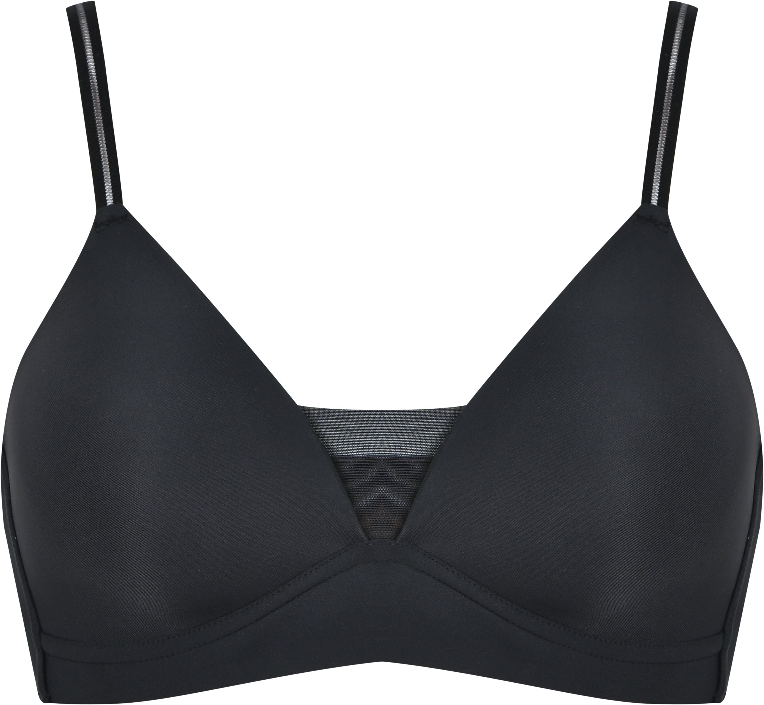 Voorzijde voorgevormde soft bh met mesh detail in de kleur zwart van het merk Naturana