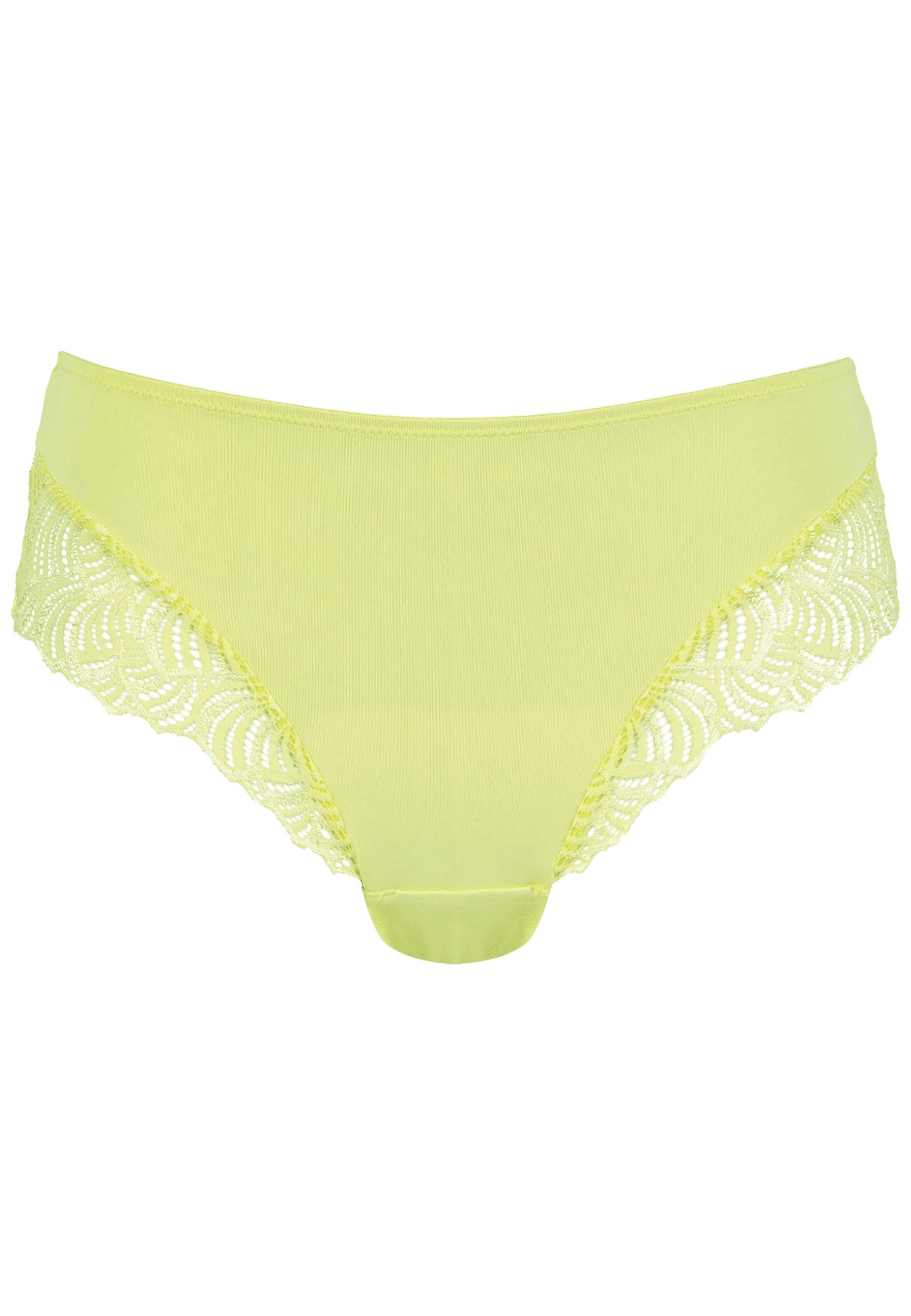 Voorzijde productafbeelding hipster met gerecycled kant in de kleur sunny lime van het merk Naturana