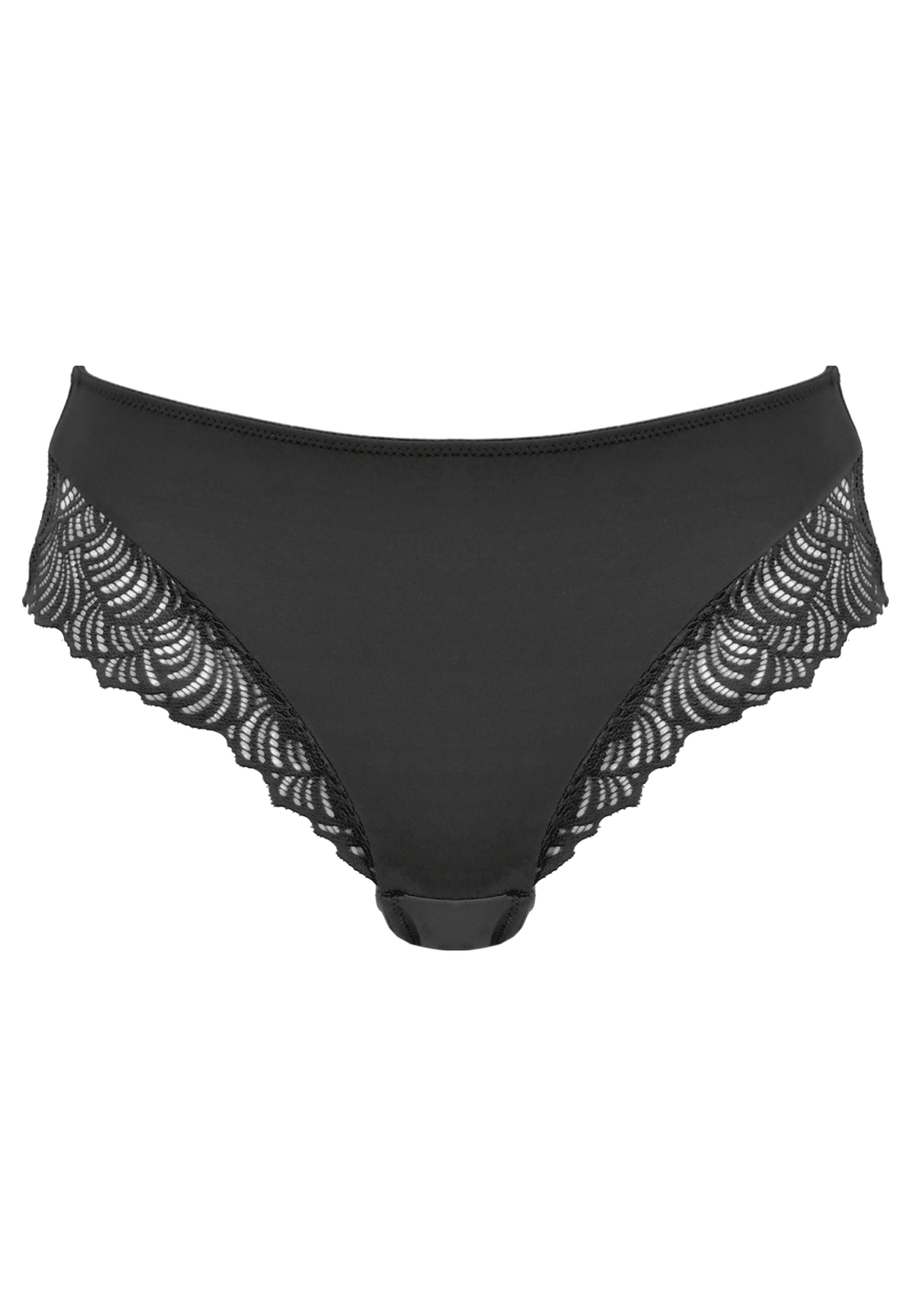 Voorzijde productafbeelding hipster met gerecycled kant in de kleur zwart van het merk Naturana