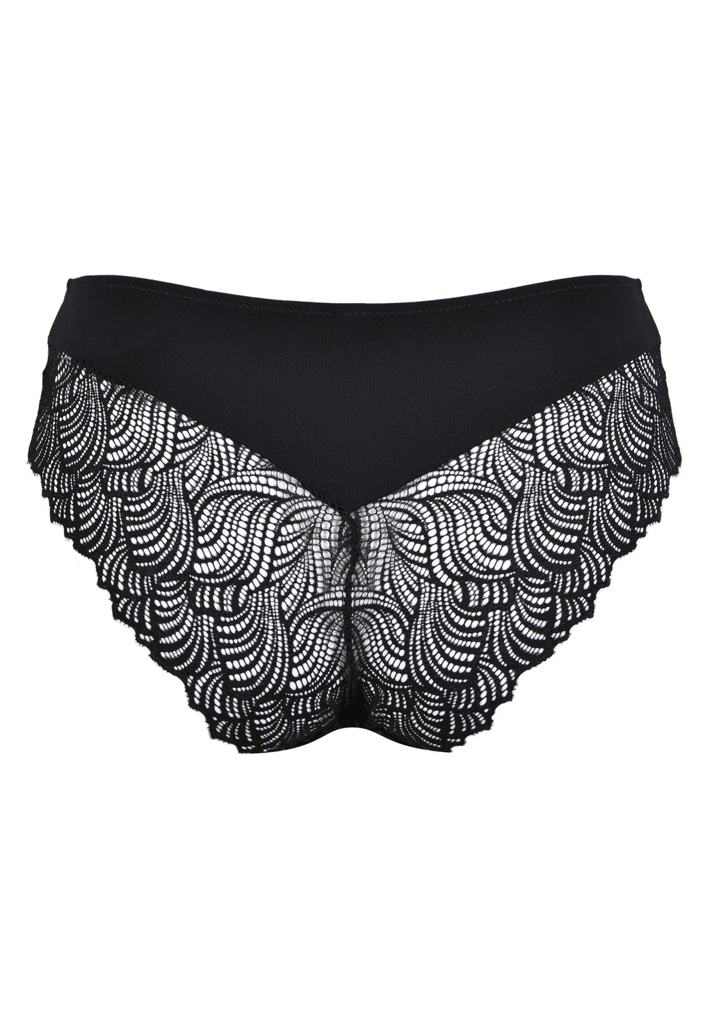 Achterzijde productafbeelding hipster met gerecycled kant in de kleur zwart van het merk Naturana