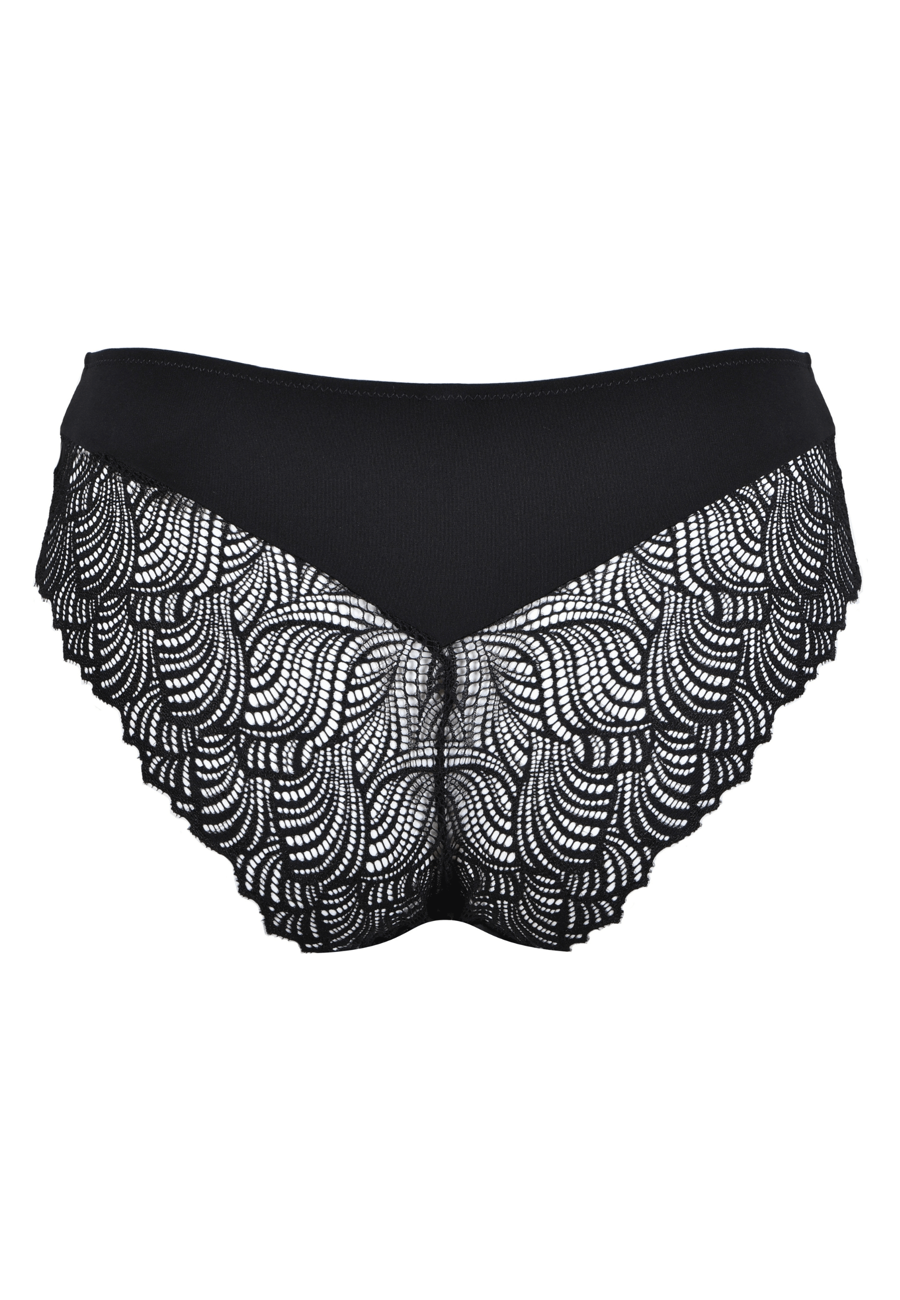 Achterzijde productafbeelding hipster met gerecycled kant in de kleur zwart van het merk Naturana