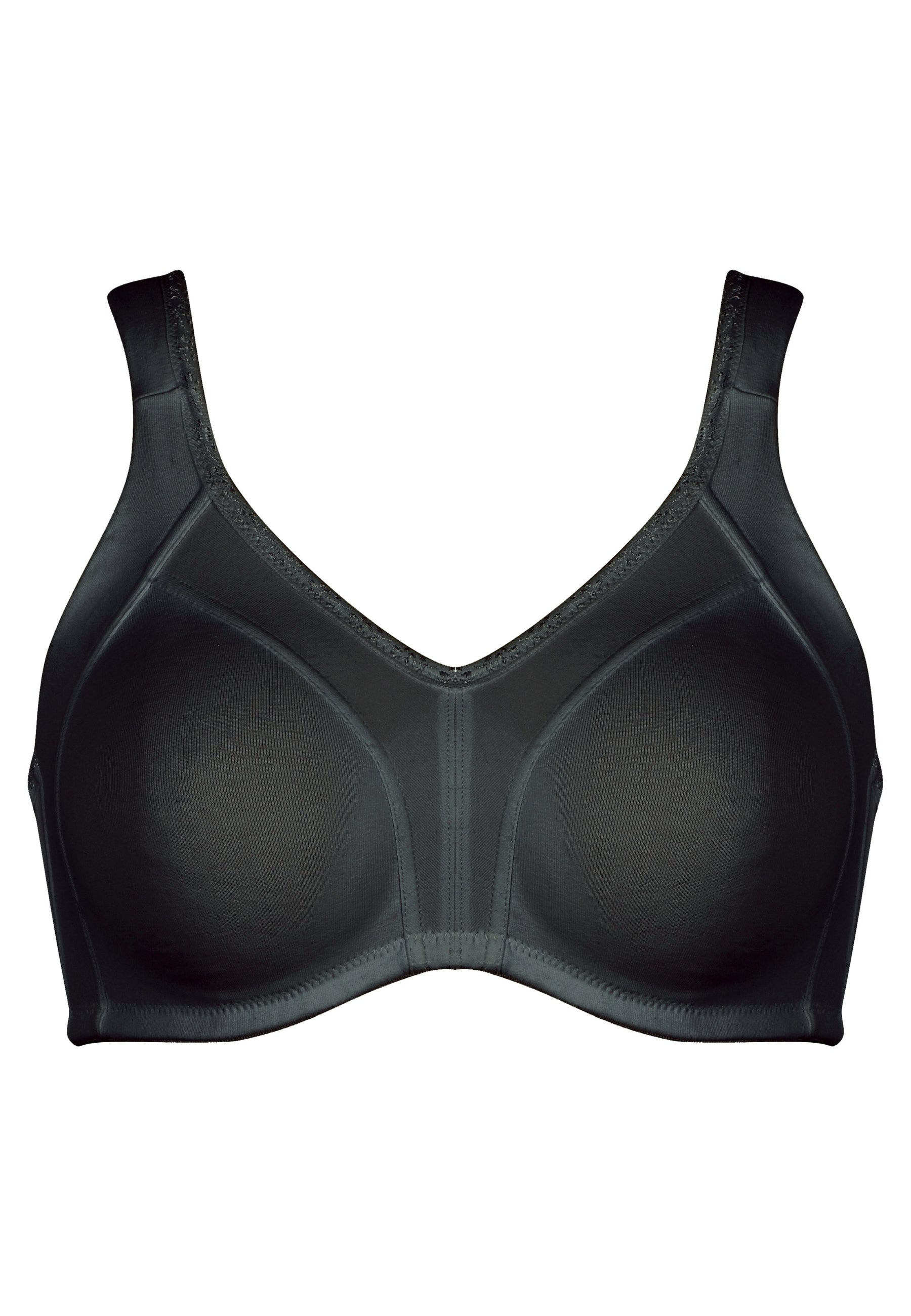 Voorzijde productafbeelding katoenen minimizer bh met side smoother in de kleur zwart van het merk Naturana