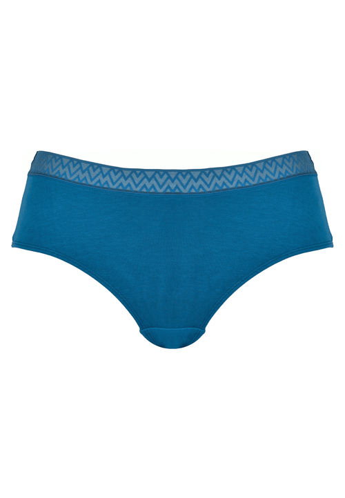 Voorzijde productafbeelding katoenen slip met kanten rand in de kleur mykonos blue van het merk Naturana