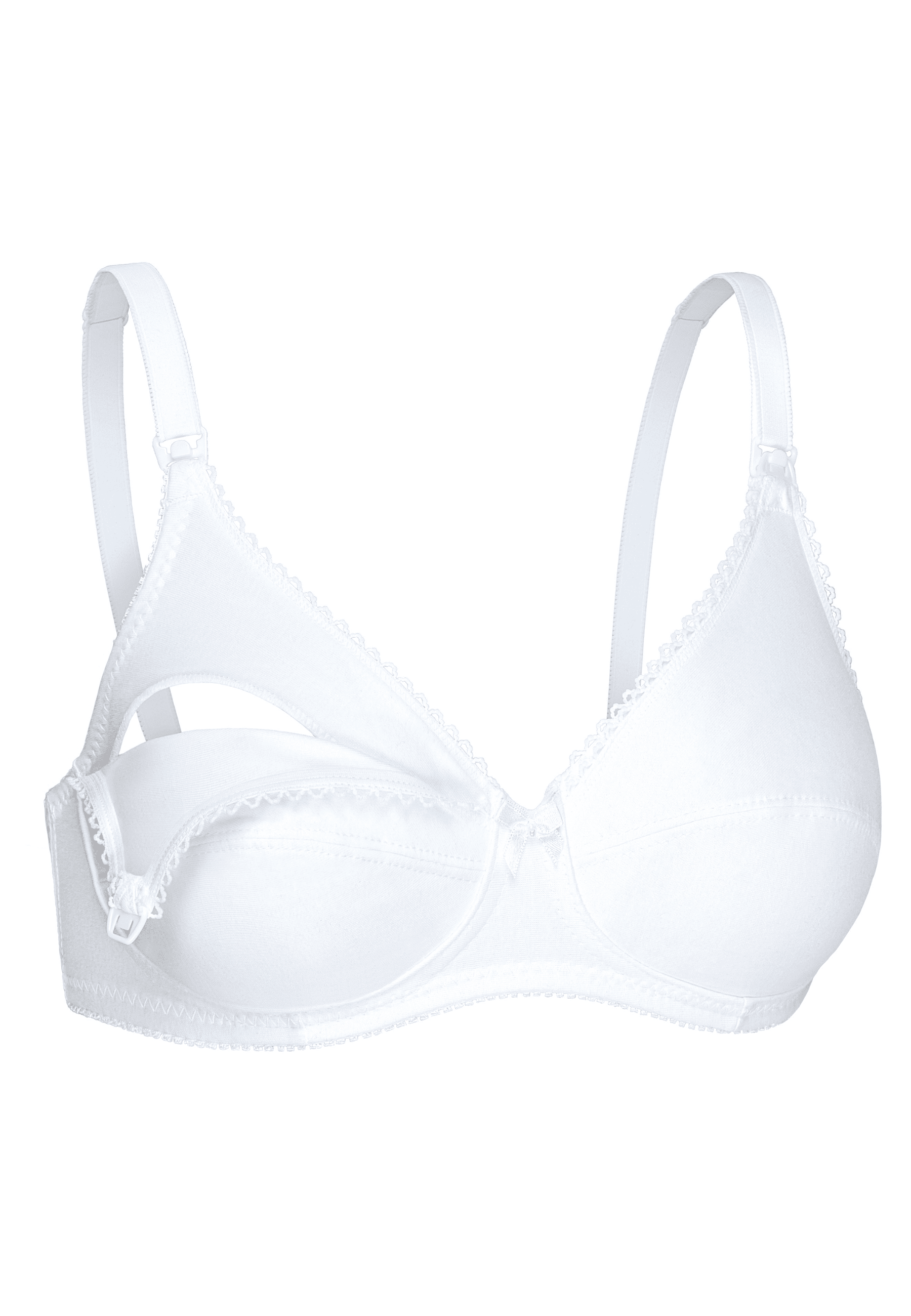 Zijde productafbeelding katoenen voedingsbh in de kleur wit van het merk Naturana