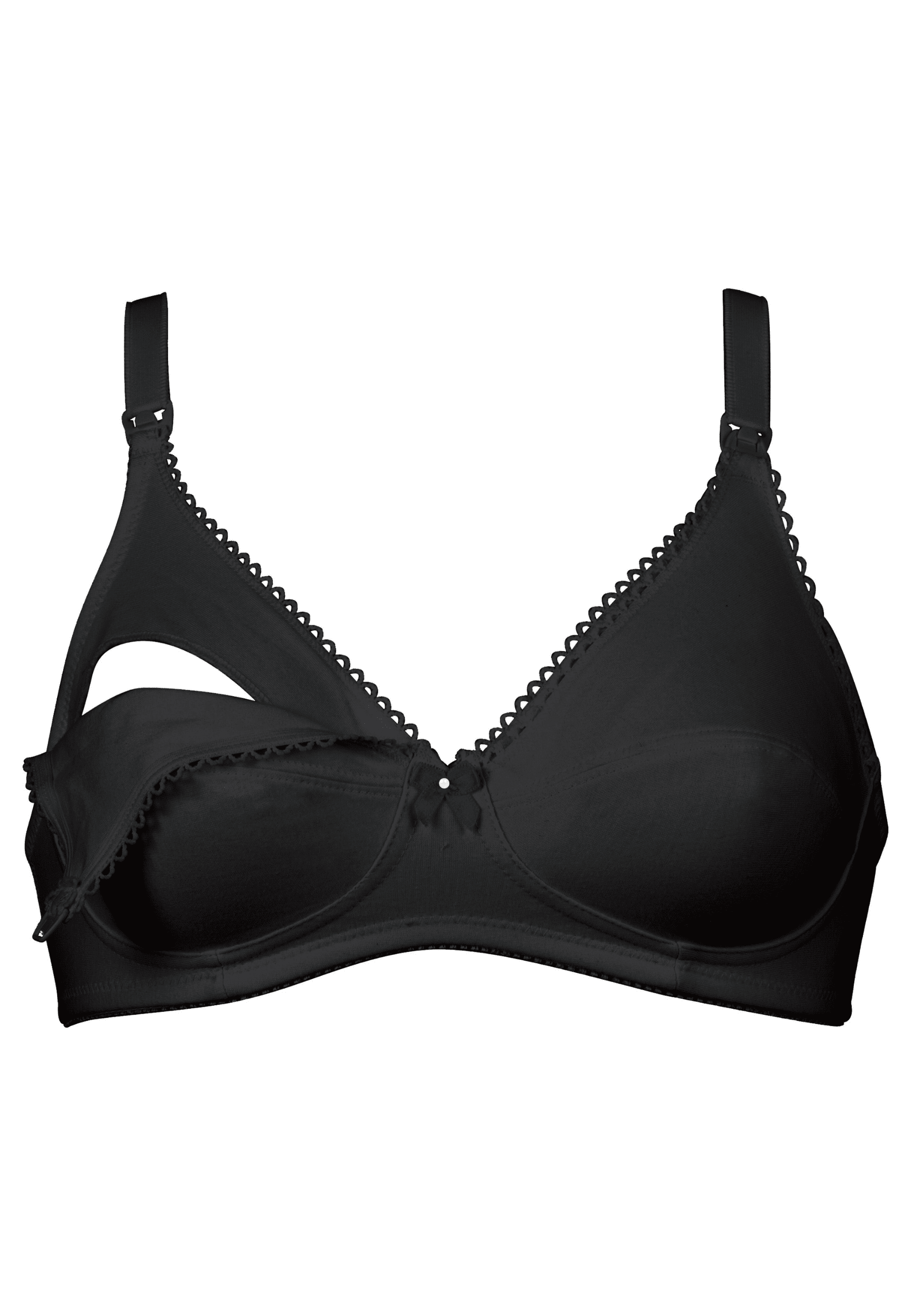 Voorzijde productafbeelding katoenen voedingsbh in de kleur zwart van het merk Naturana