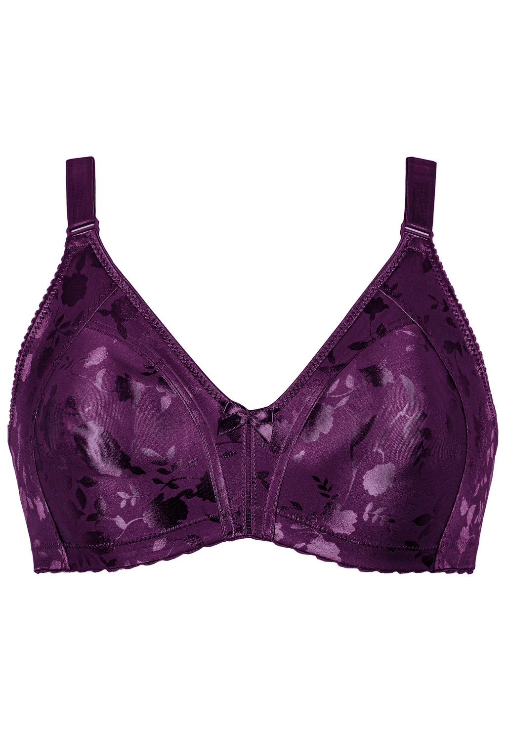 Voorzijde productafbeelding minimizer bh met bloemenpatroon in de kleur beetroot van het merk Naturana