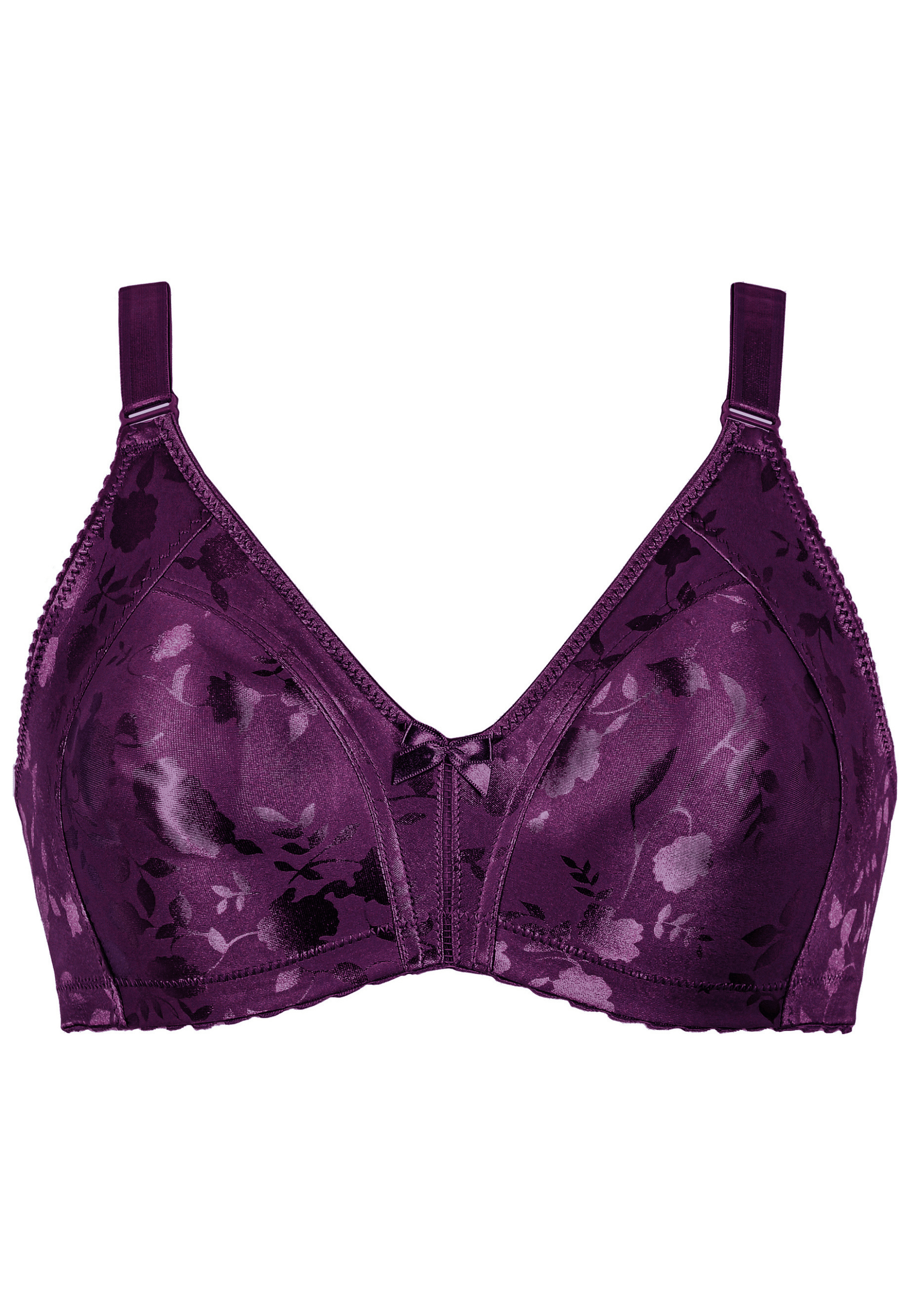 Voorzijde productafbeelding minimizer bh met bloemenpatroon in de kleur beetroot van het merk Naturana