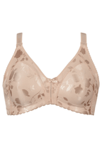 Voorzijde productafbeelding minimizer bh met bloemenpatroon in de kleur beige van het merk Naturana