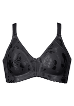 Voorzijde productafbeelding minimizer bh met bloemenpatroon in de kleur zwart van het merk Naturana